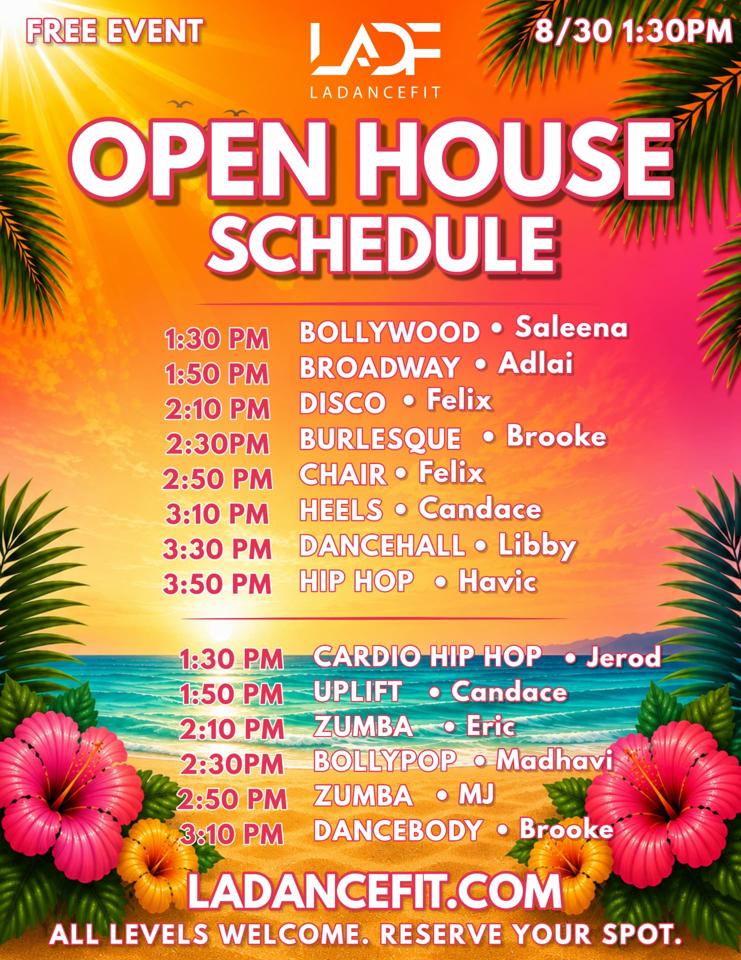 LA DanceFit Open House — Save the Date Sunday 8/30 at 1:30 PM